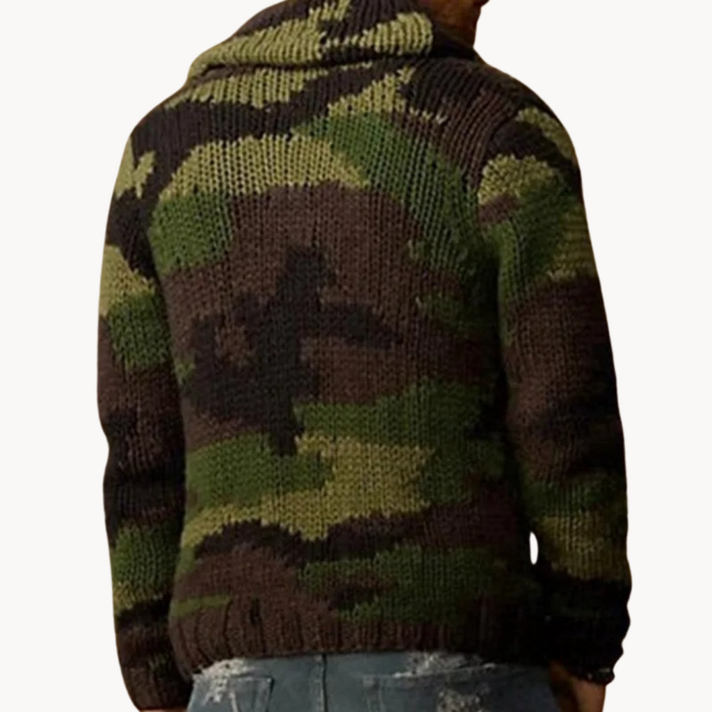 Cardigan Camo con Cuello Chal