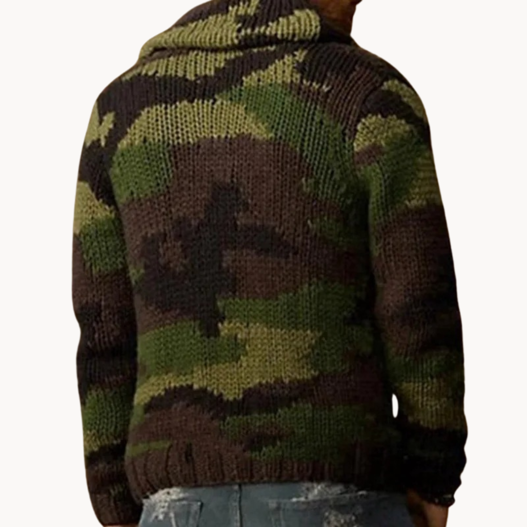 Cardigan Camo con Cuello Chal