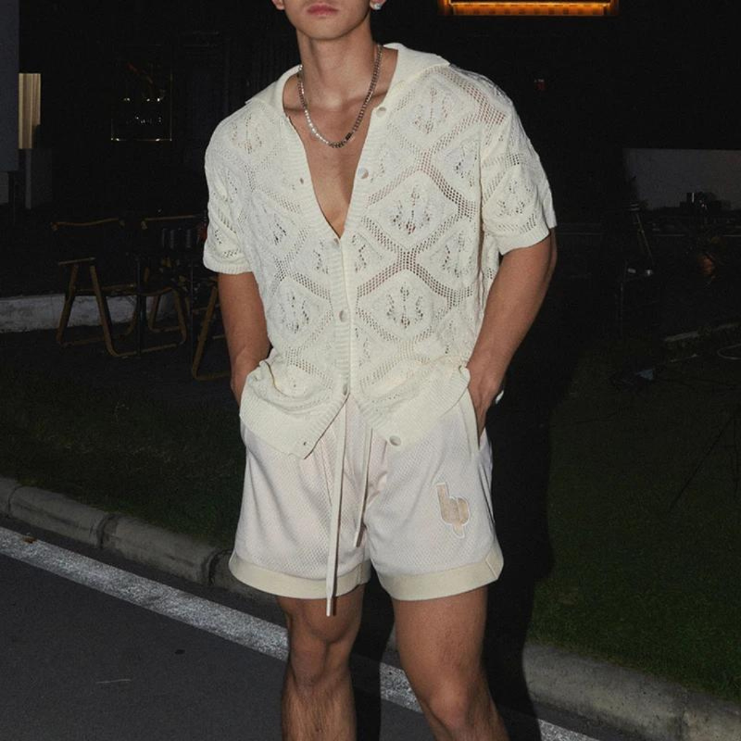 Tidal crochet knit shirt