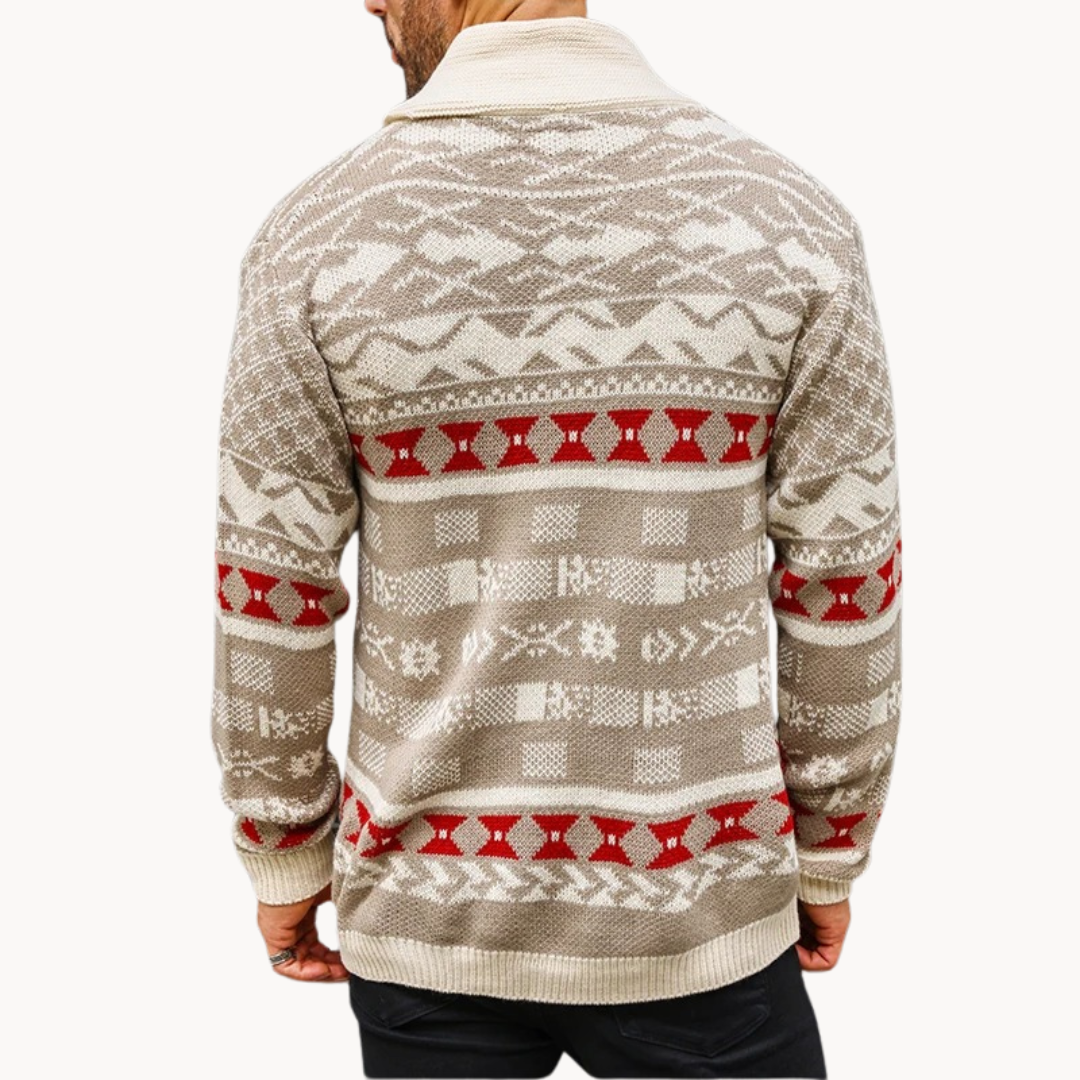 Cardigan con Cuello Chal Colorado