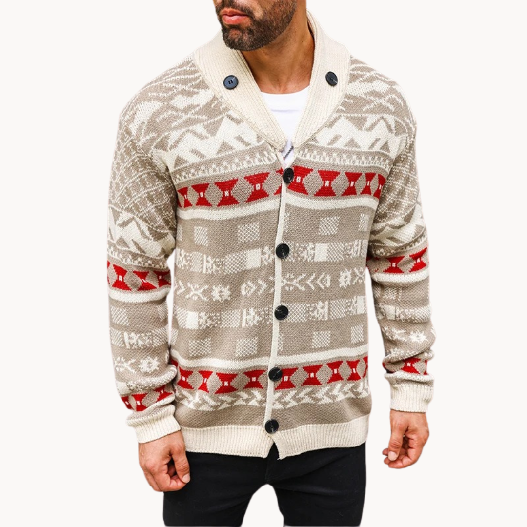 Cardigan con Cuello Chal Colorado