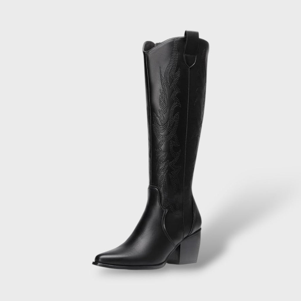 Botas de Cano Alto Femininas em Estilo Ocidental