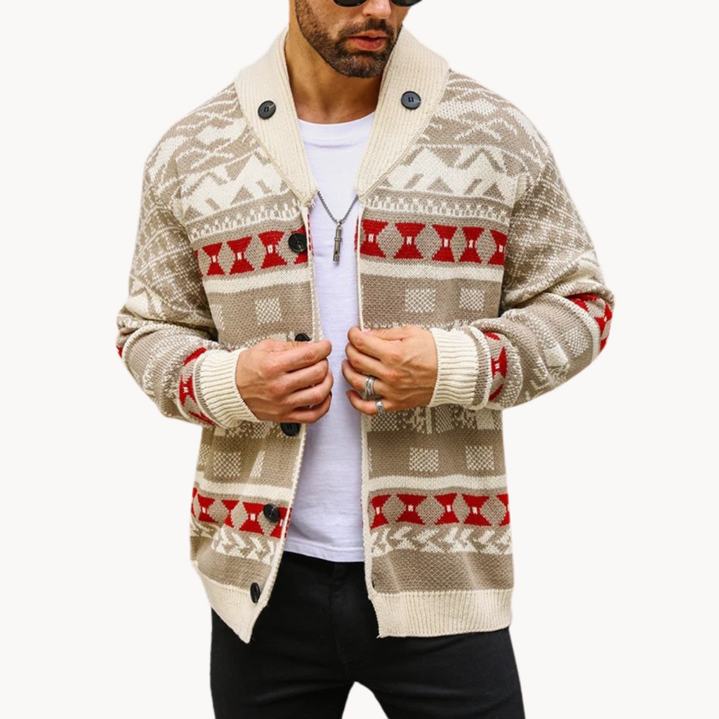 Cardigan con Cuello Chal Colorado