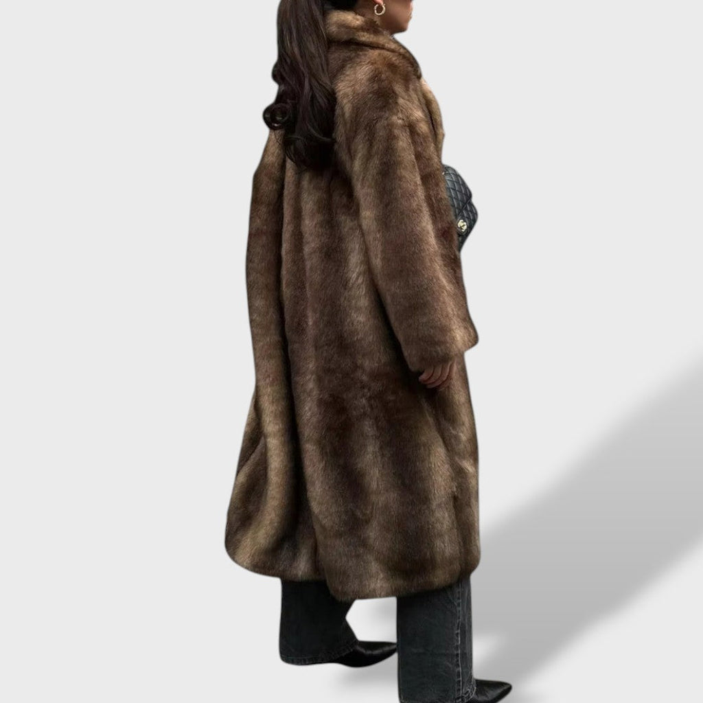 Abrigo Largo de Pelo Sintético Elegante