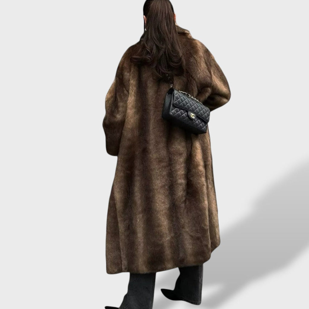 Abrigo Largo de Pelo Sintético Elegante