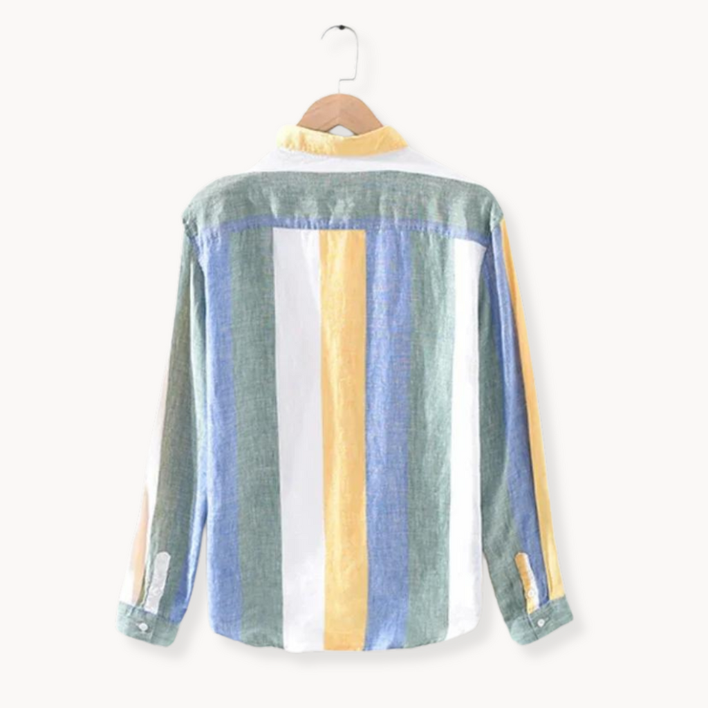 Seascape striped linen button-down shirt