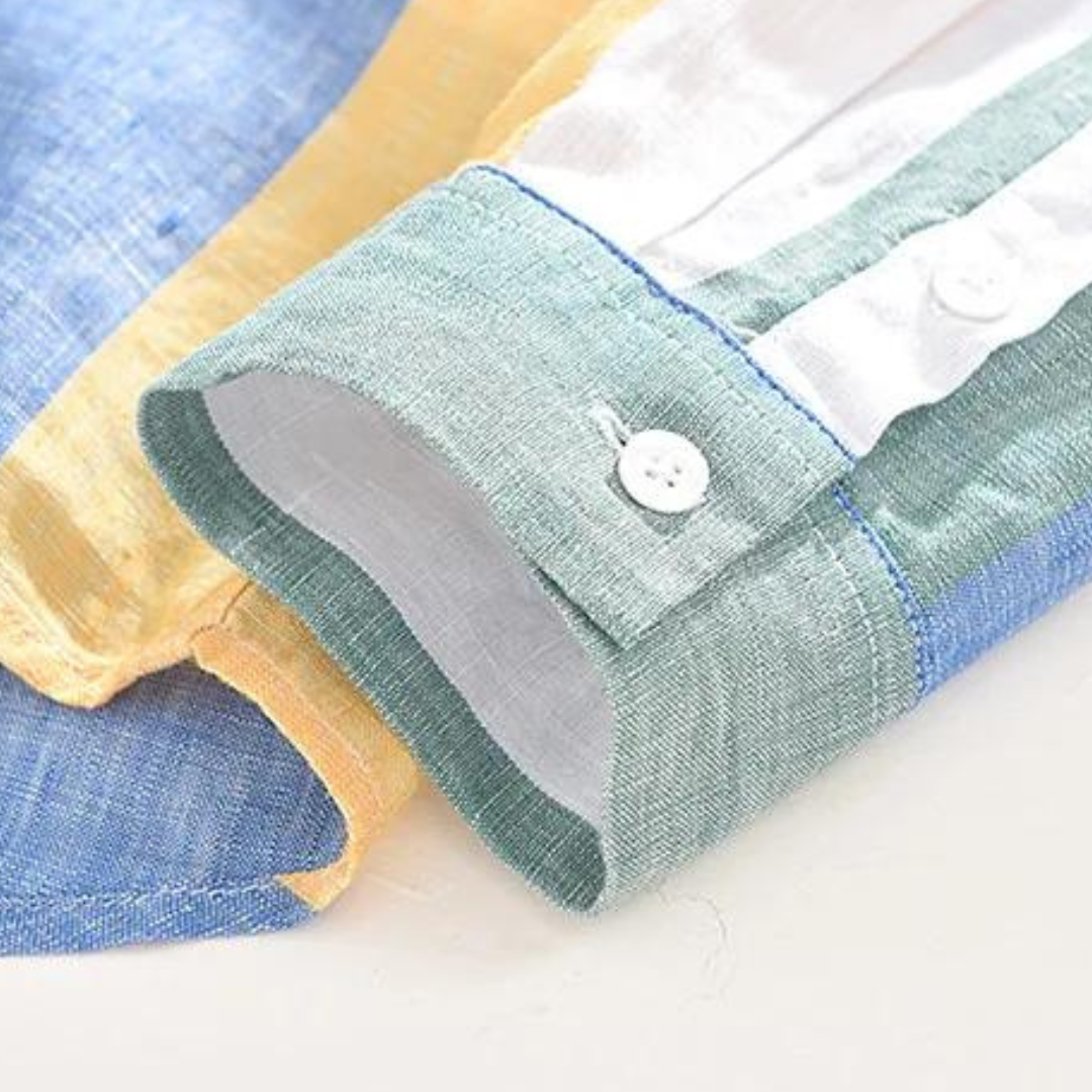 Seascape striped linen button-down shirt