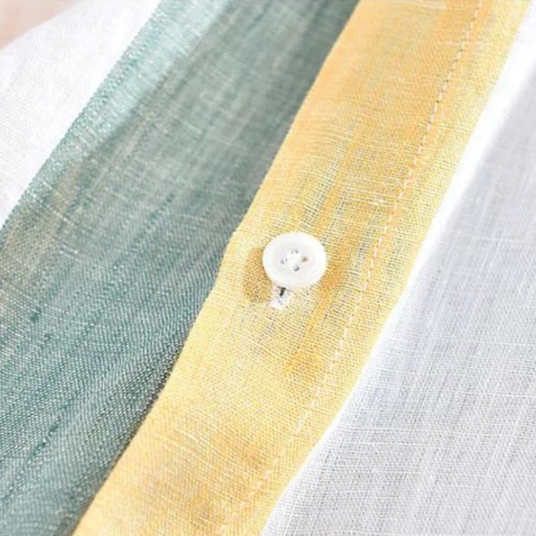 Seascape striped linen button-down shirt