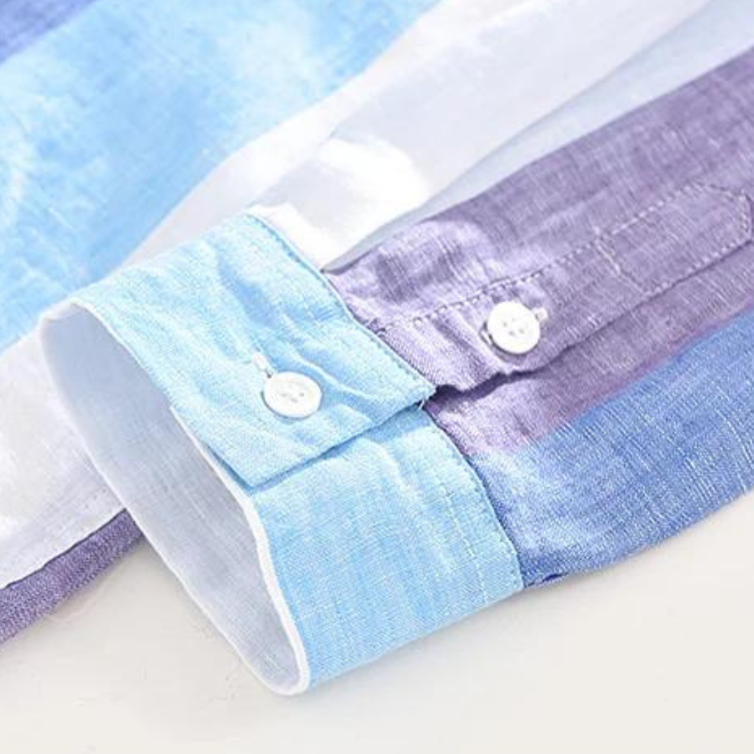 Seascape striped linen button-down shirt