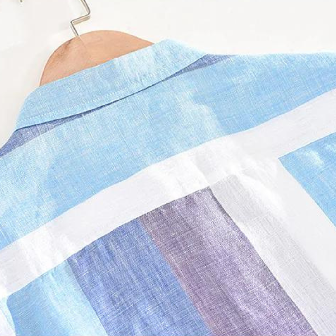 Seascape striped linen button-down shirt