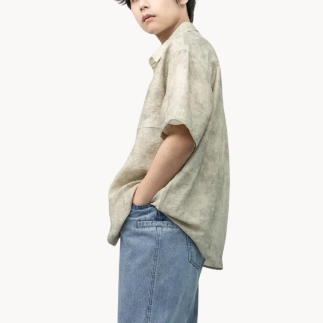 Camisa Sundeck de Lino Suave con Cuello Campestre