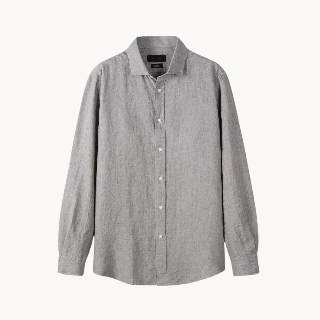 Tailored linen and cotton shirt with Italian collar