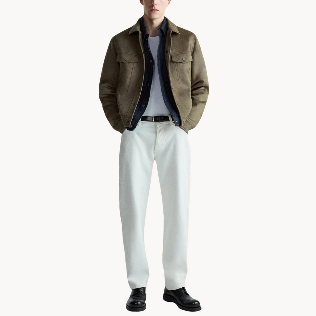 Amos suede jacket with snap buttons