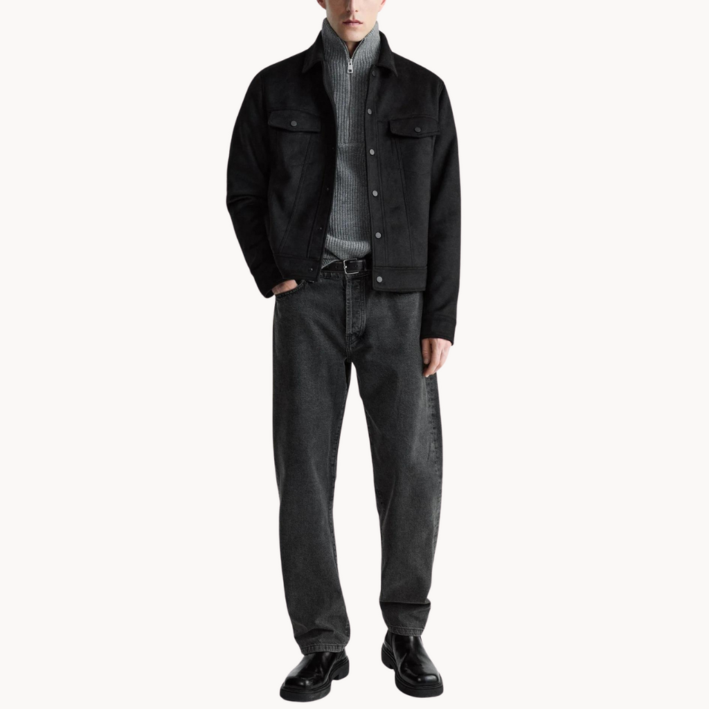 Amos suede jacket with snap buttons