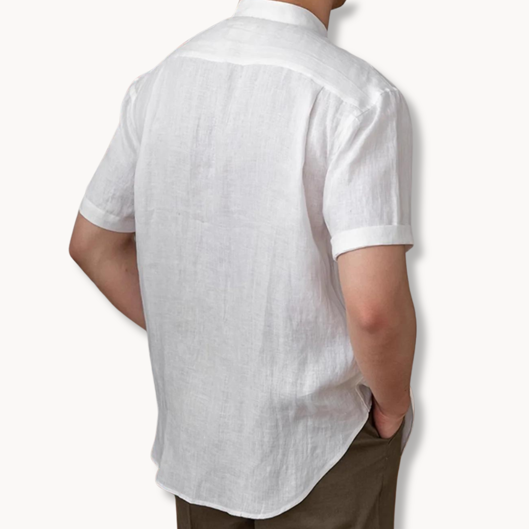 Teo shirt with buttons and mandarin collar