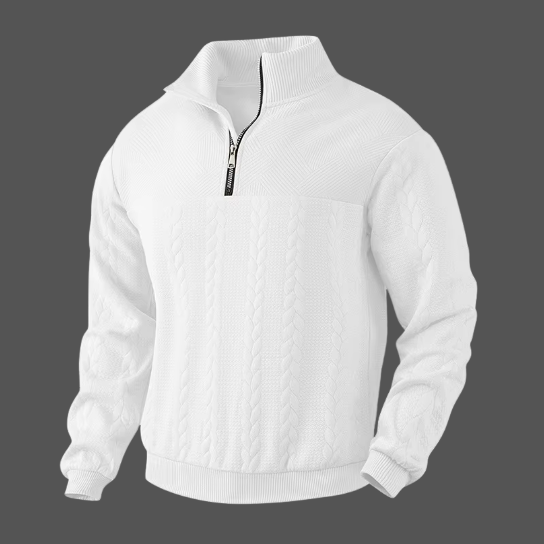Suéter Pullover Callum con Media Cremallera y Trenzado