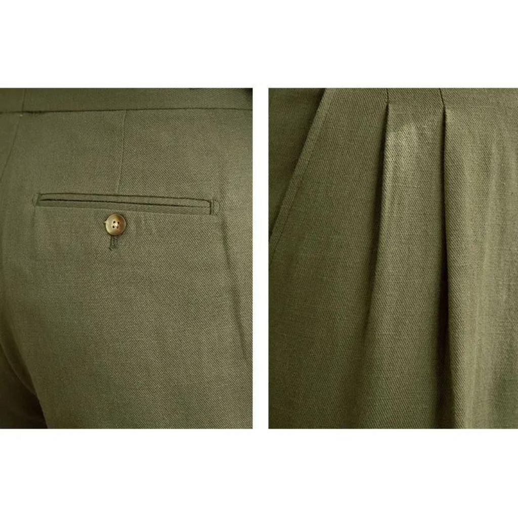 Vento Pleated Linen and Cotton Trousers