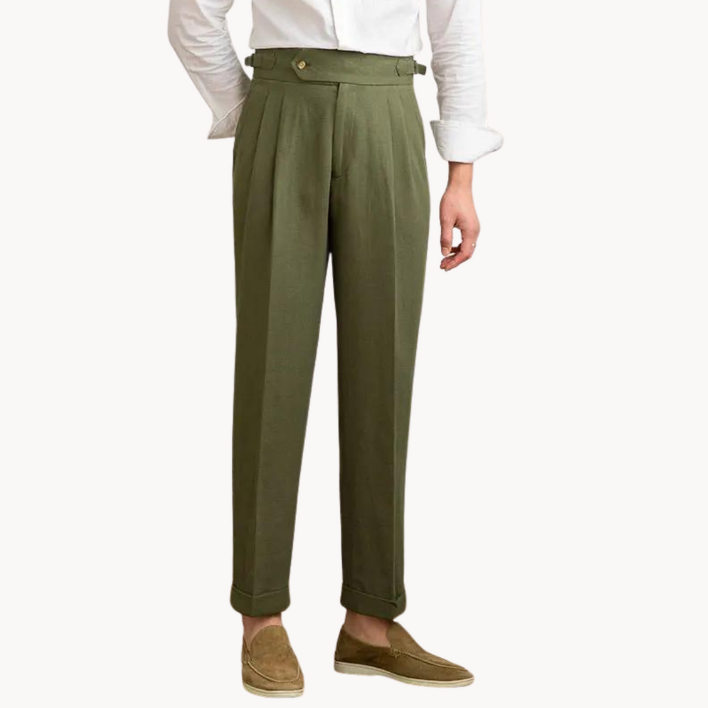 Vento Pleated Linen and Cotton Trousers