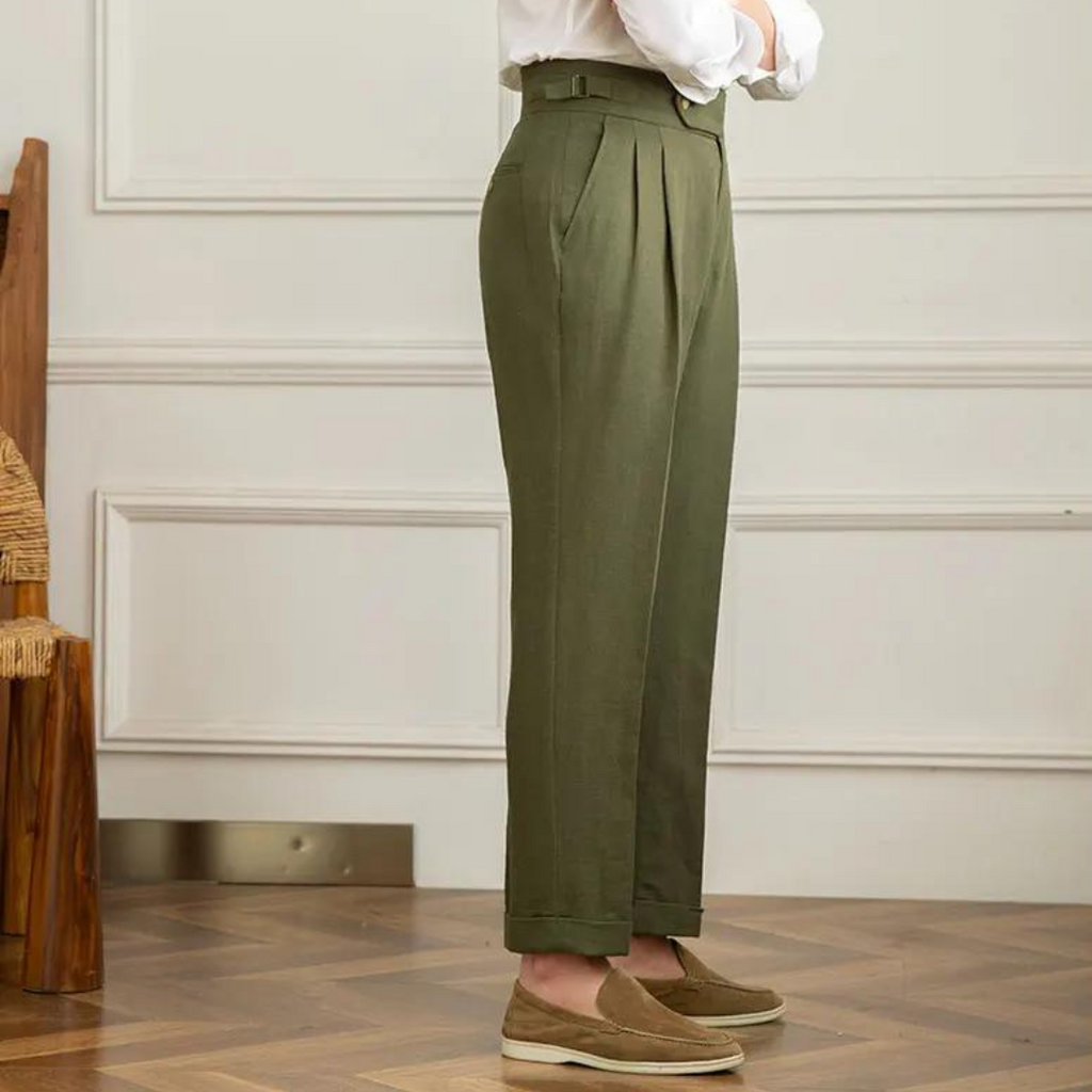 Vento Pleated Linen and Cotton Trousers