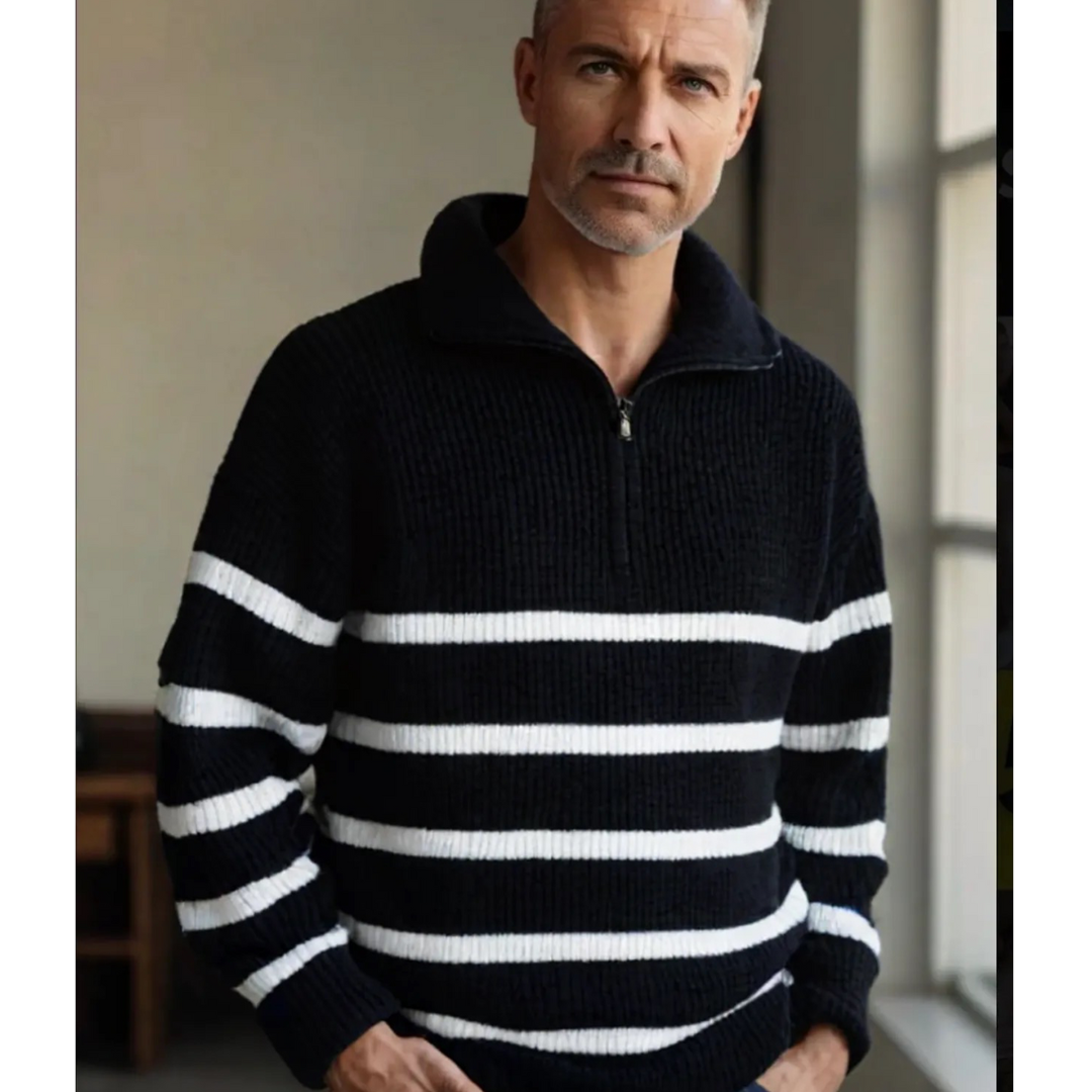 Suéter Carlo de Rayas con Media Cremallera