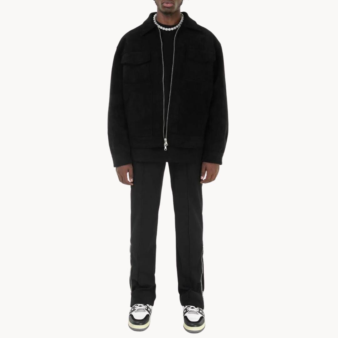 Chaqueta Ante Metro con Cremallera y Cuello Alto