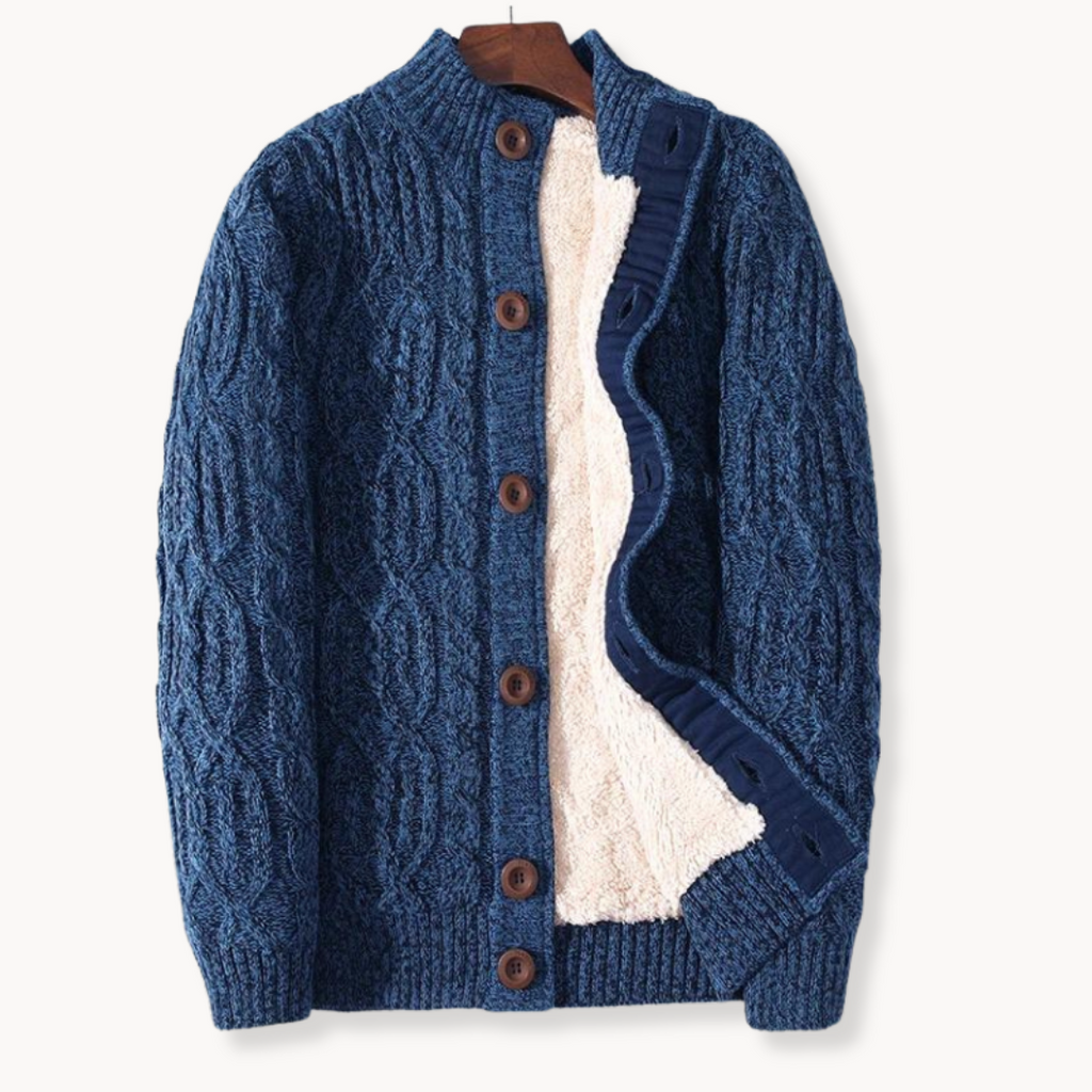 Milo Merino Wool Cardigan with Cable Knit