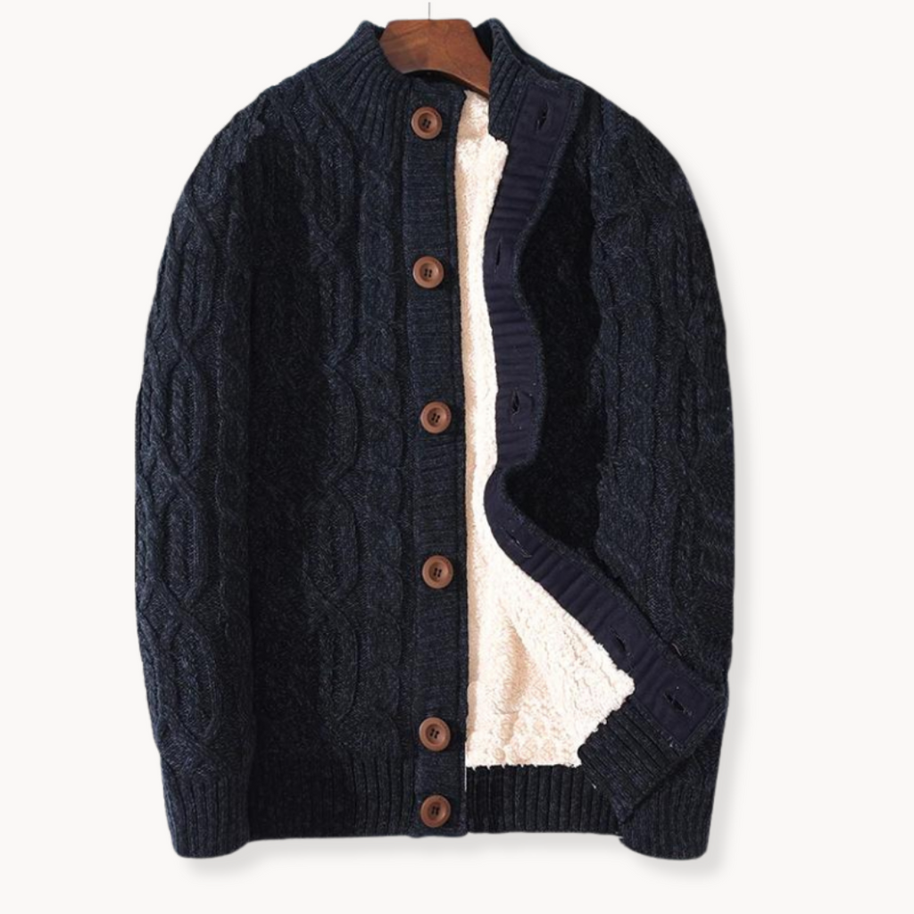 Milo Merino Wool Cardigan with Cable Knit