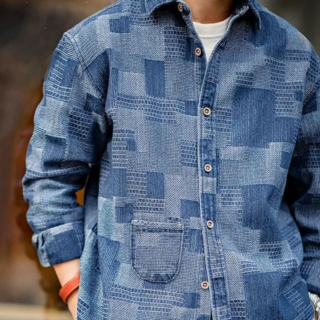 Camisa Oversize de Mezcla Patchwork en Denim