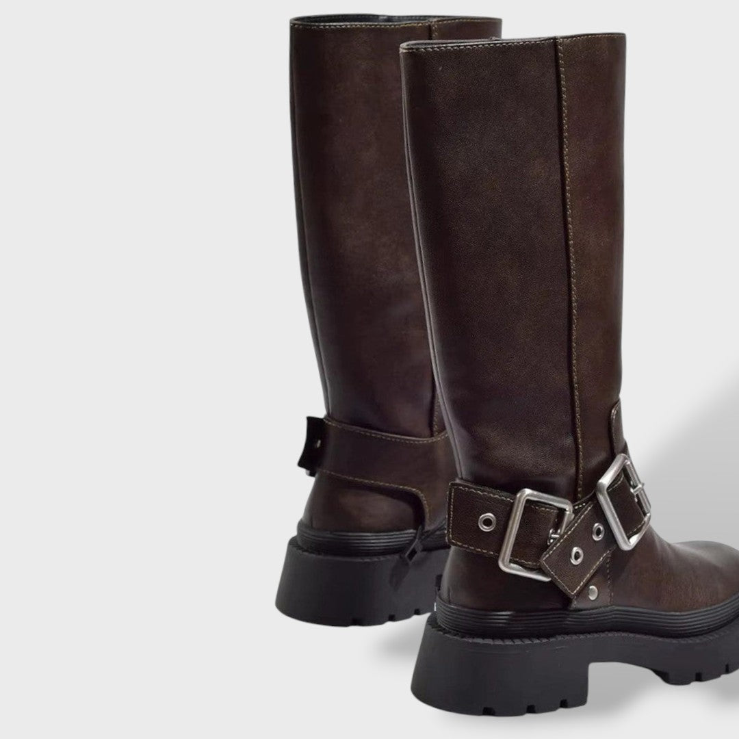 Botas Cowboy Altas Planas con Hebilla