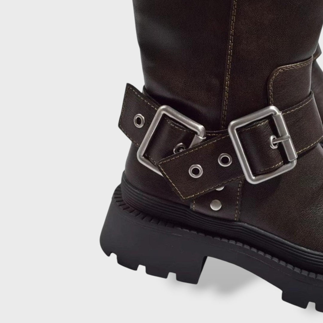 Botas Cowboy Altas Planas con Hebilla