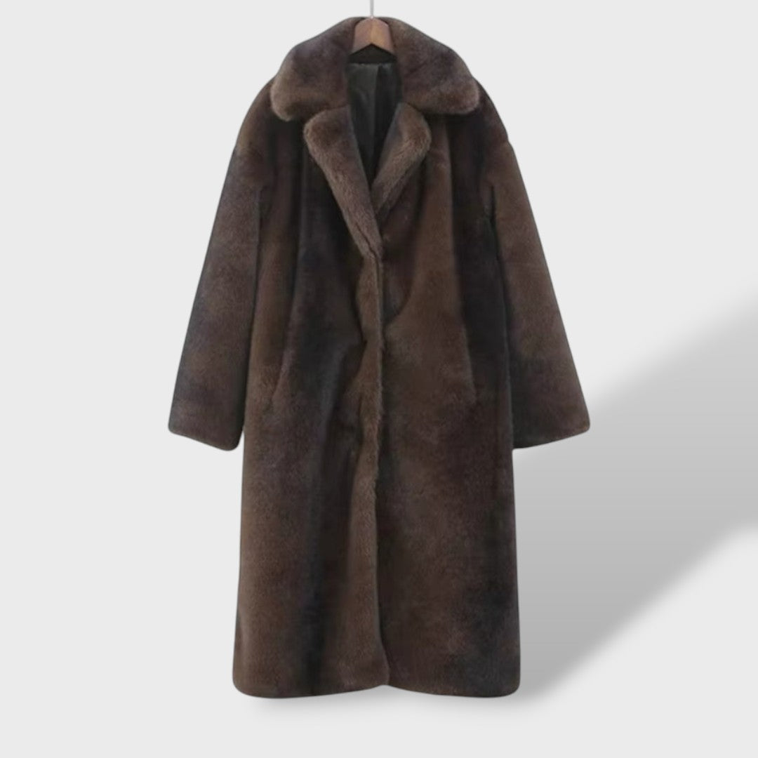 Abrigo Largo de Pelo Sintético Elegante