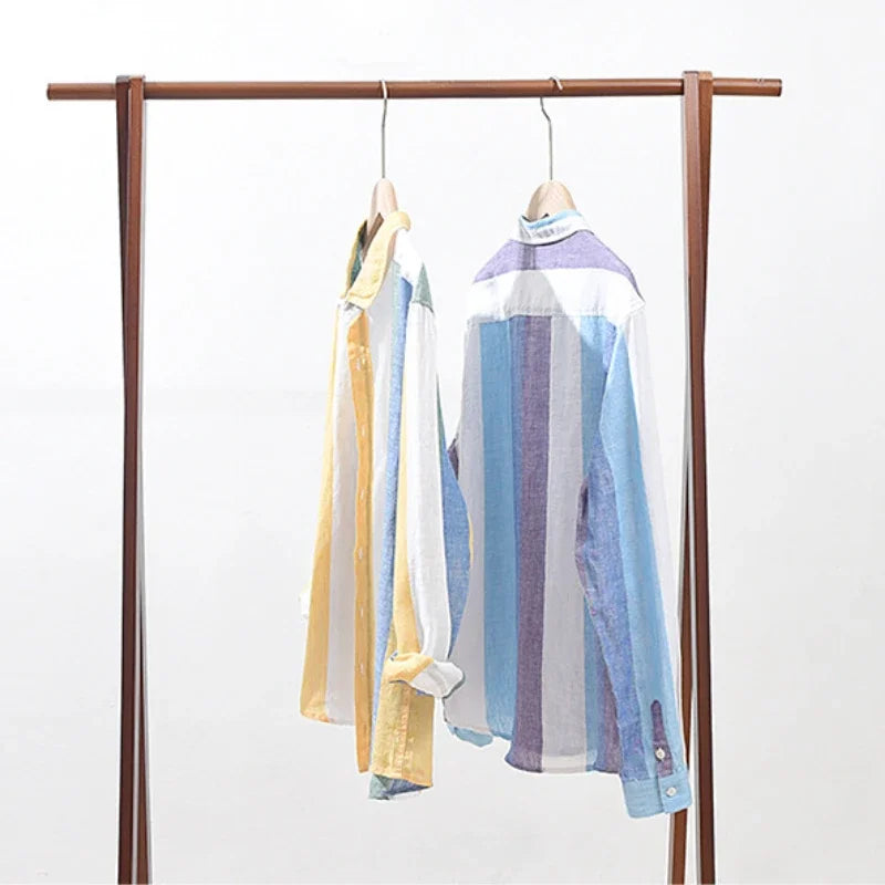 Seascape striped linen button-down shirt