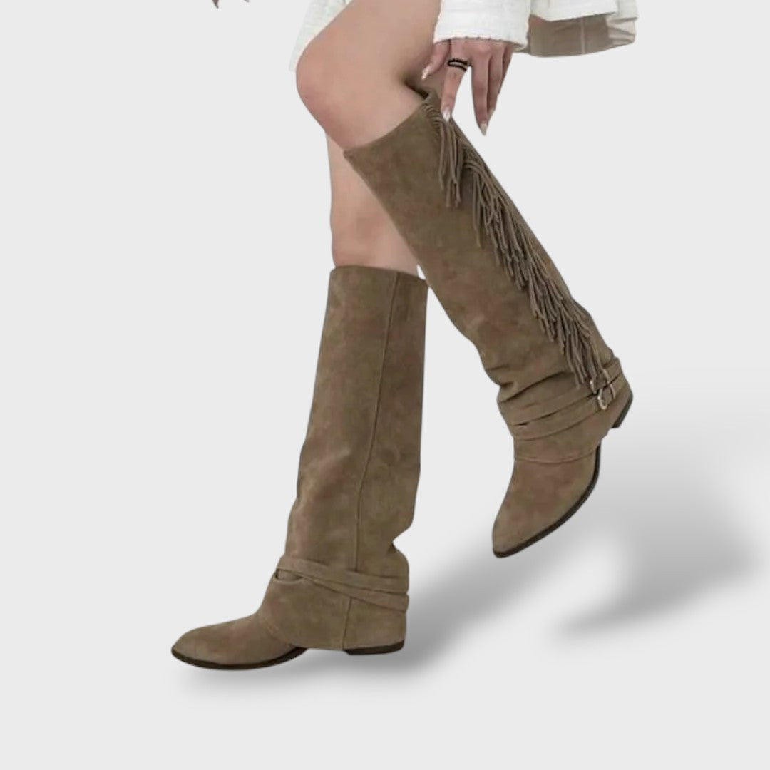 Botas altas de ante con tacón