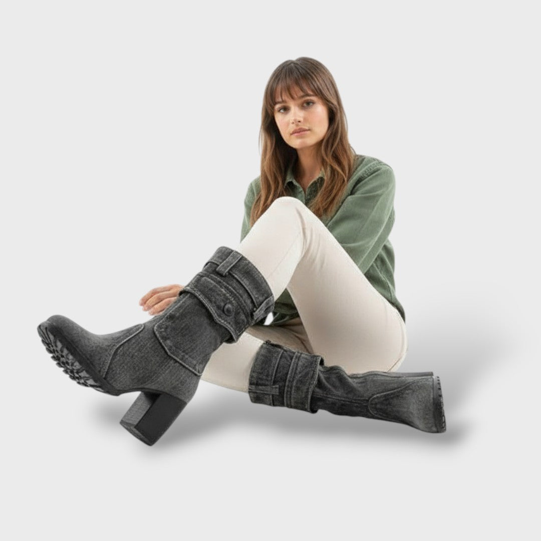 Botas Cowboy Mujer Tacón Alto Denim