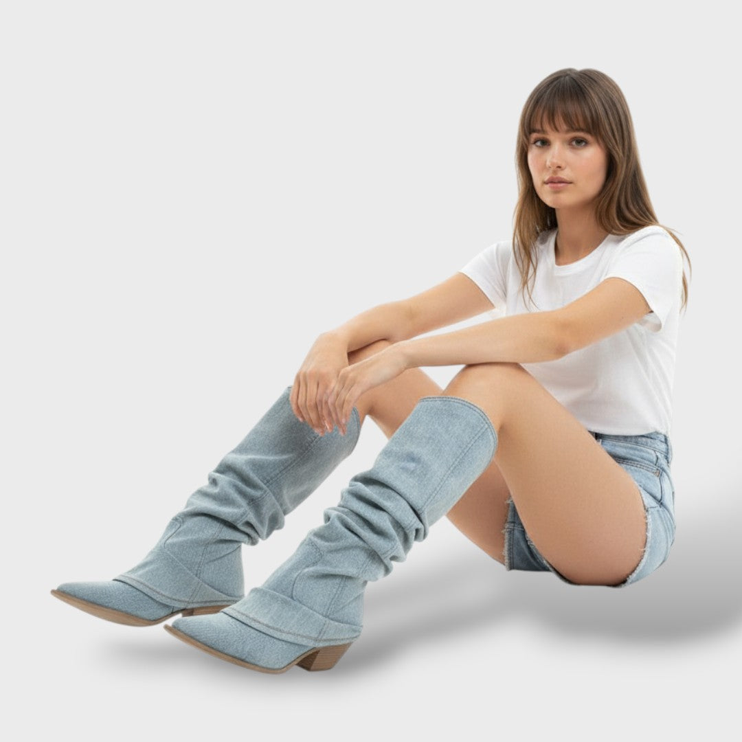 Botas Altas Vaqueras Mujer Denim