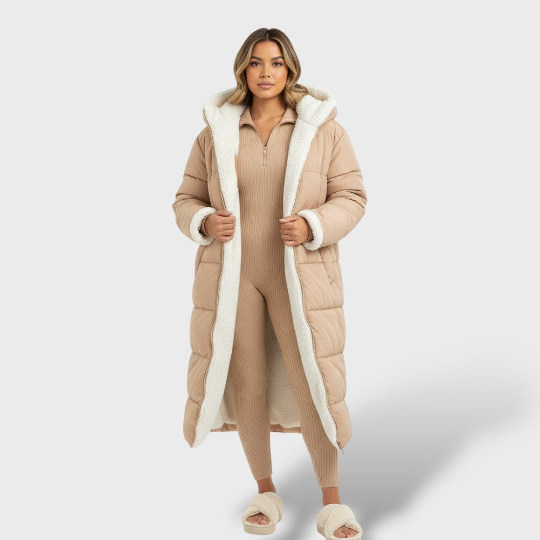 Abrigo reversible negro mujer invierno