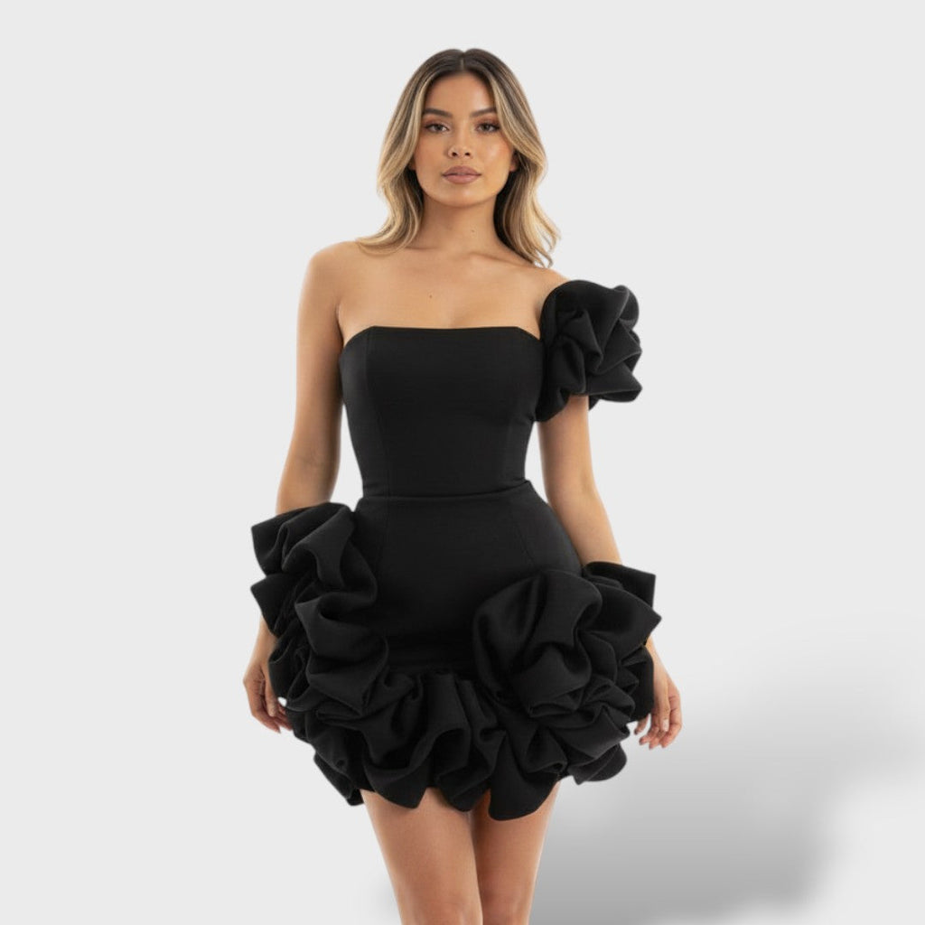 Vestido Mini Elegante Volantes