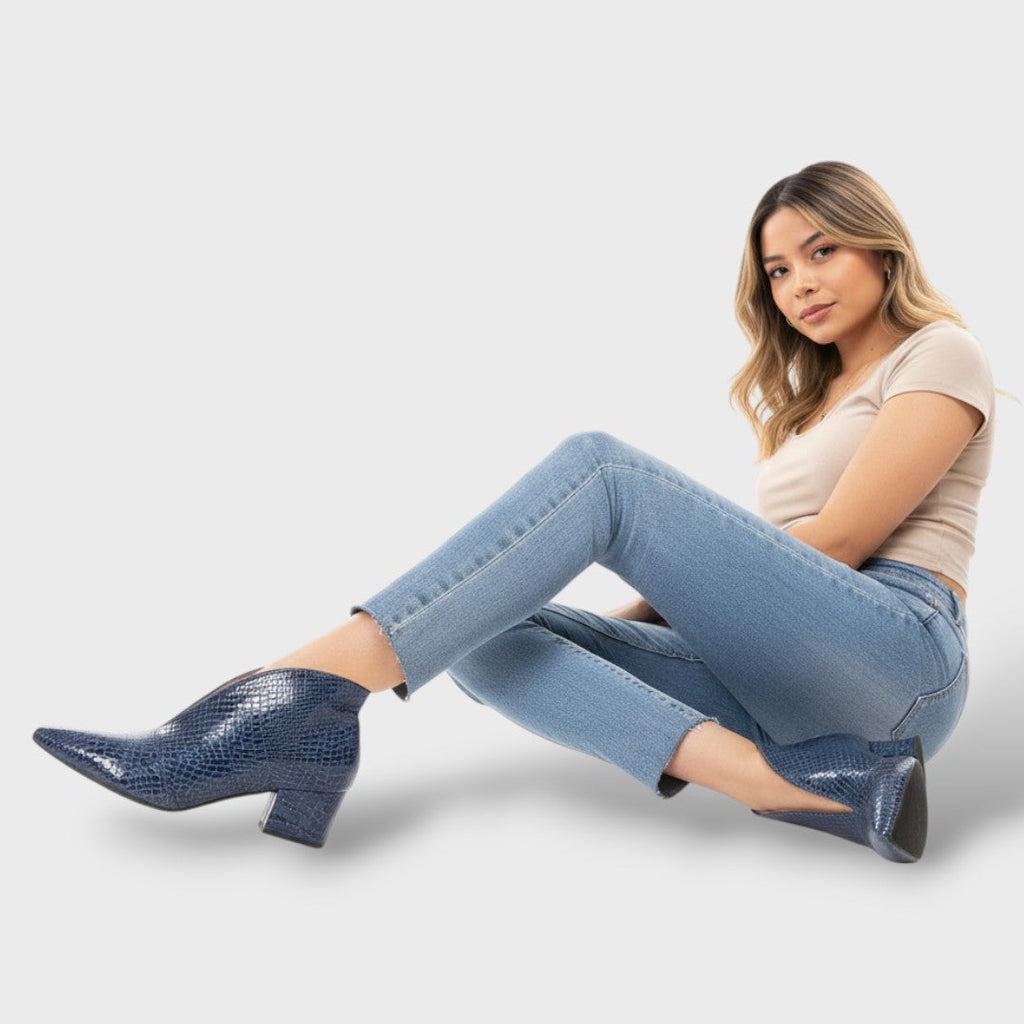 Botines Texturizados Mujer Tacón Medio