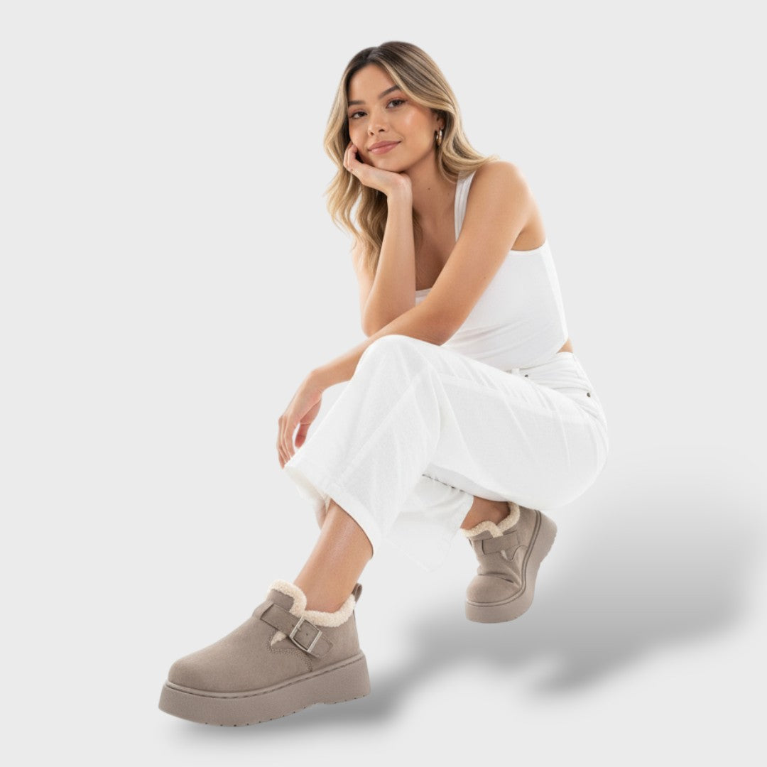 Botines de Nieve con Suela Gruesa y Forro de Felpa