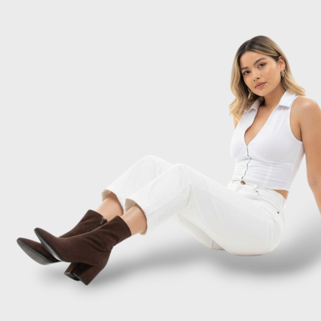 Botines Suede Mujer Tacón Cómodo