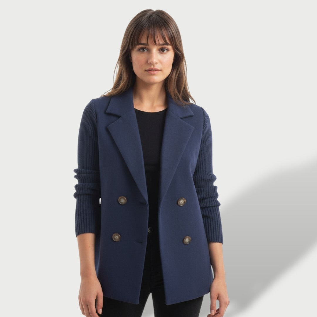 Blazer Mujer Elegante Amora con Mangas de Punto a Rayas