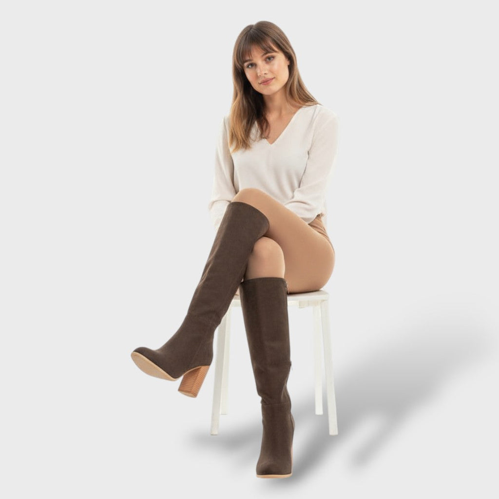 Botas Cowboy Mujer Ante Tacón Alto