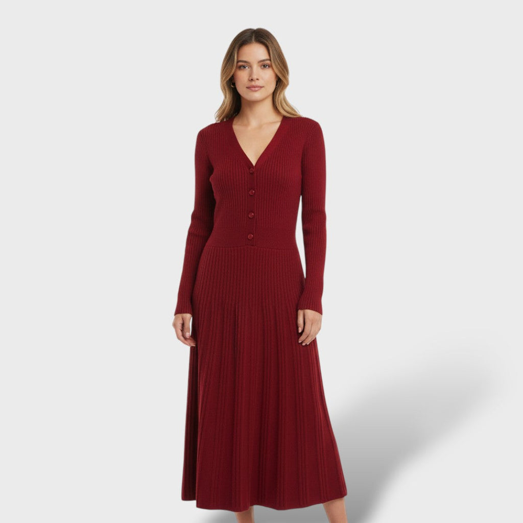 Vestido Lana 100% Mujer Escote V