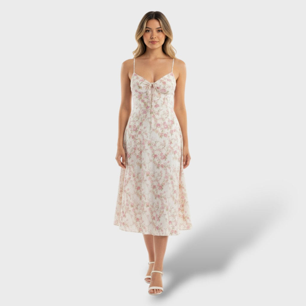 Vestido Midi Elegante con Espalda de Corsé