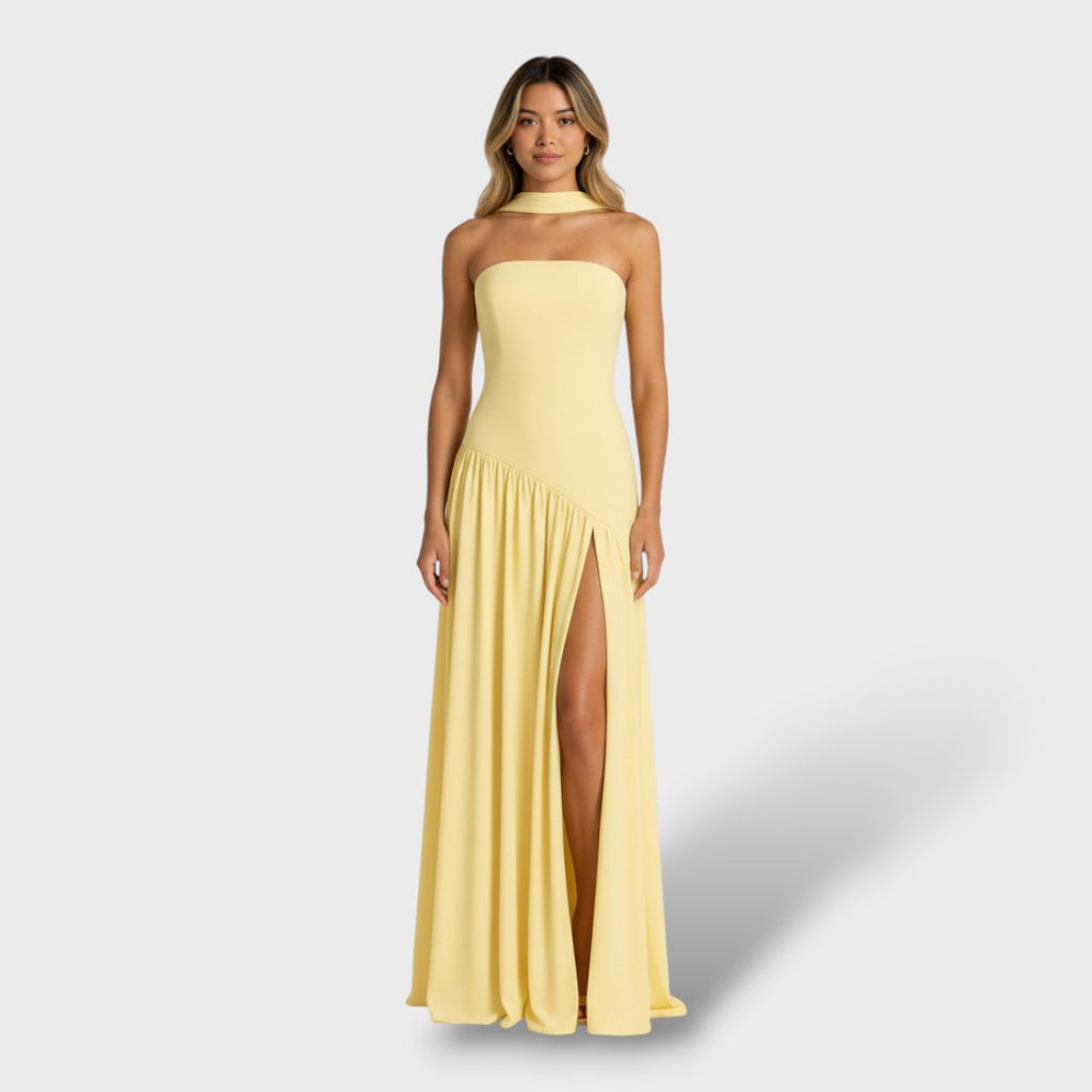 Vestido Largo Strapless Elegante