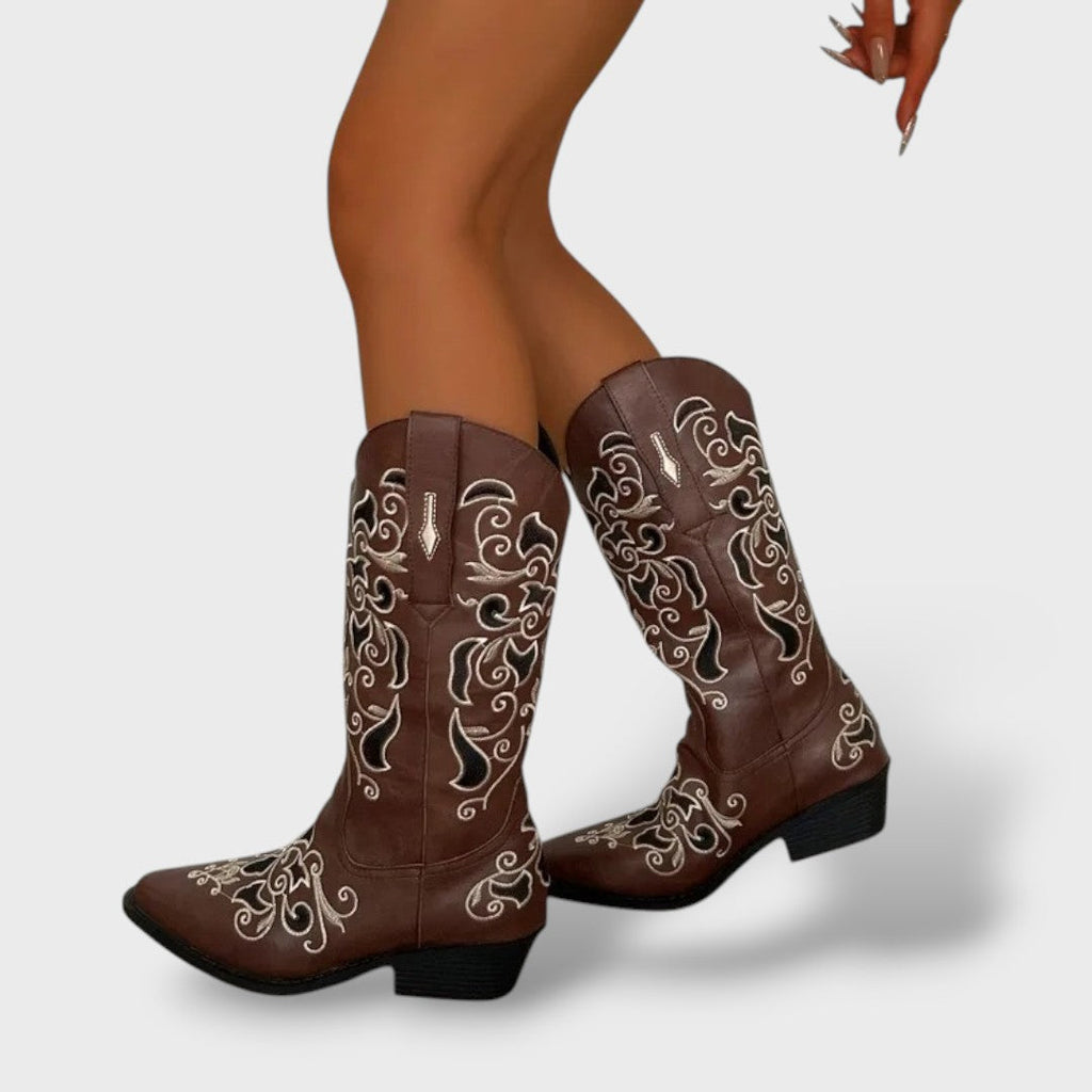 Botas Cowboy Mujer Bordadas Punta Fina