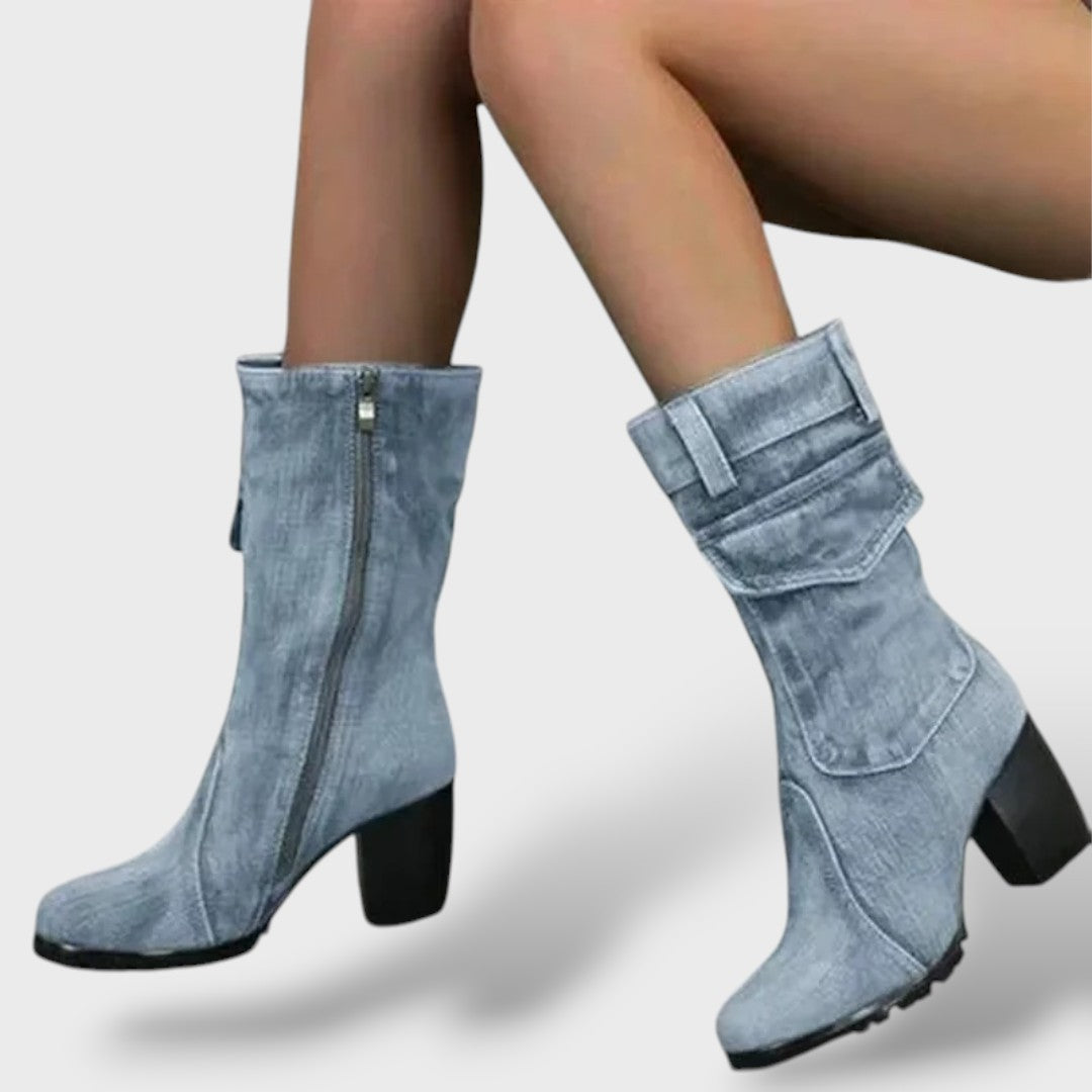 Botas Cowboy Mujer Tacón Alto Denim