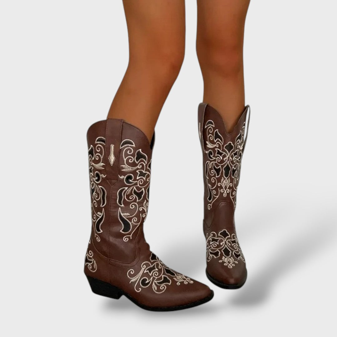 Botas Cowboy Mujer Bordadas Punta Fina
