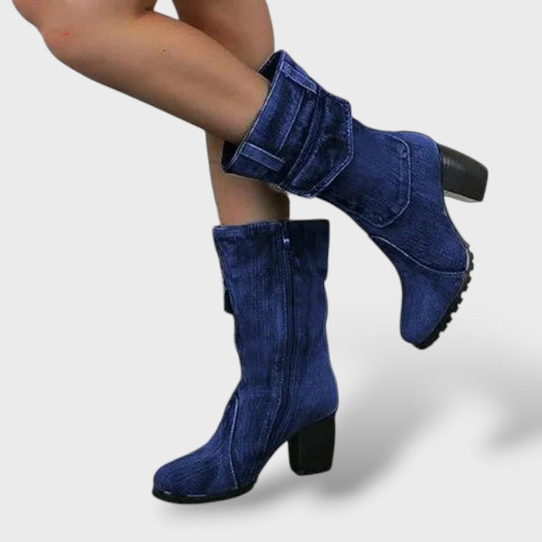 Botas Cowboy Mujer Tacón Alto Denim