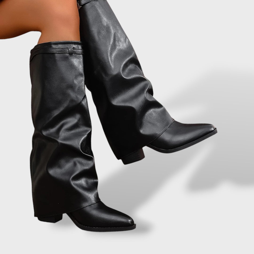 Botas Altas Mujer Tacón Grueso Shark Style